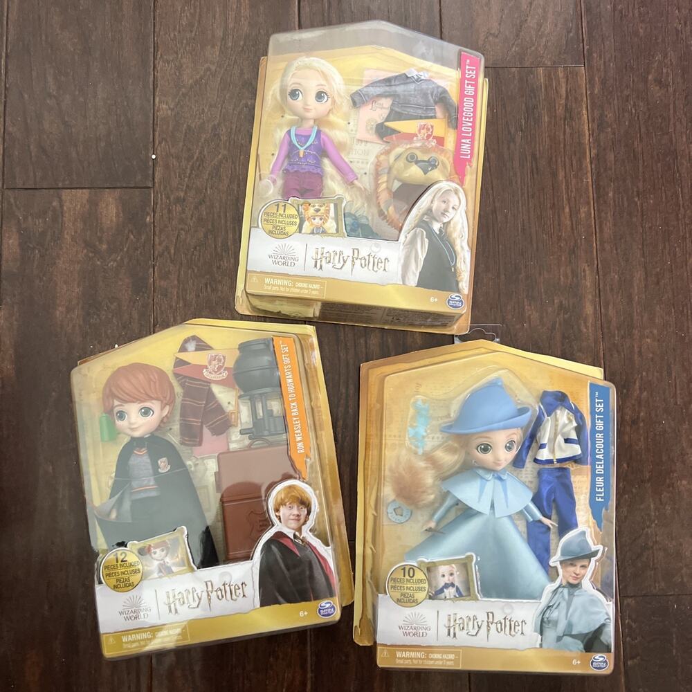 3 Harry Potter Gift Set Dolls Luna Lovegood Ron Weasley Fleur Delacour Wizarding